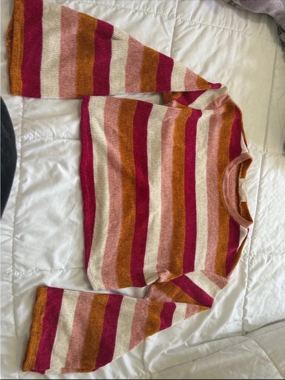 Urban Renewal Striped Crewneck Sweater in Pink, Orange & Cream